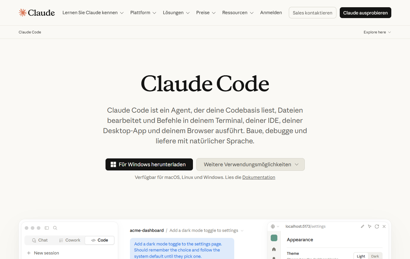 Vorschau von Claude Code